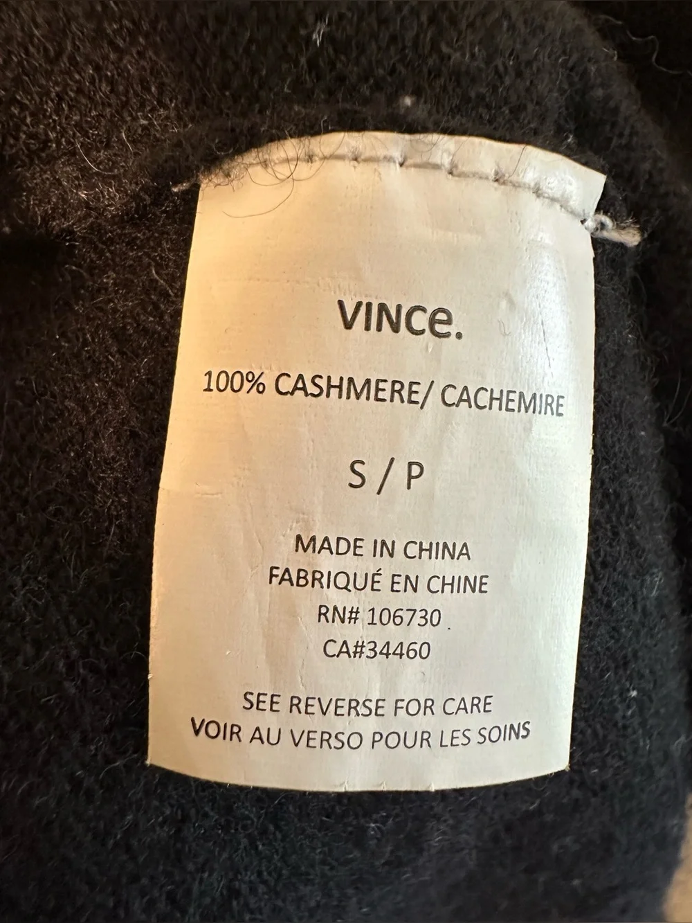 VINCE S 100% Cashmere Capsule Nat Fiber Minimalist Blck Ivory Colorblock Sweater
